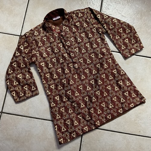 Prasad boys red gold brocade - gold,