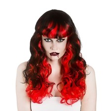 Wavy Vampire Wig Black & Red