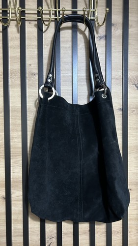 Real suede black large slouchy - real,