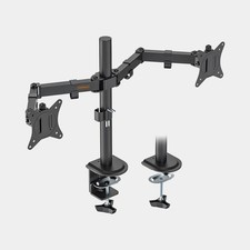 VonHaus Dual Monitor Desk Mount 13"-32" VESA 75/100 Clamp Adjustable Arms Black