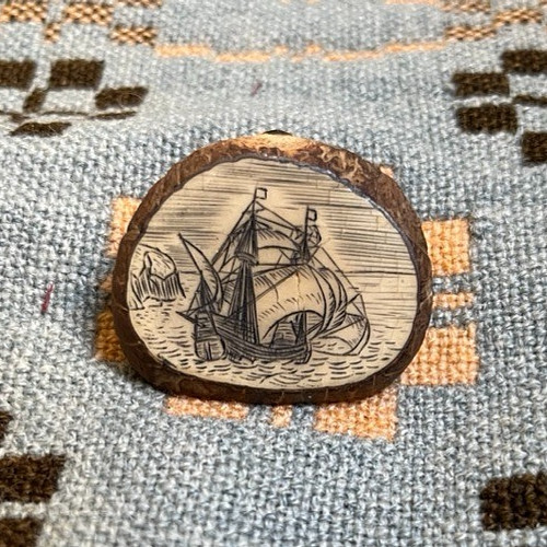 Engraved tagua nut sailing - engraved,