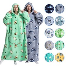 Extra Long Hoodie Blanket Sherpa Fleece Big Giant Comfy Hooded Sweatshirt Adult