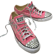 Converse Women Sz 10.5 (men 8.5) all star pink crystal rhinestone bling low top