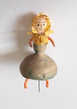 ANTIQUE PIANO DANCING SUNFLOWER DOLL WIRED CREPE PAPER ARMS AND LEGS