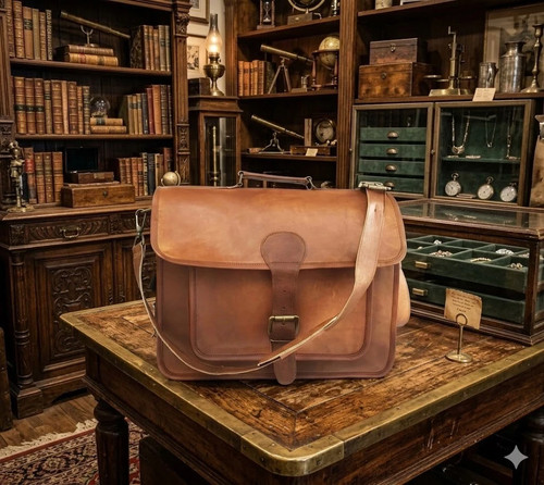 Leather laptop bag - goat, men's