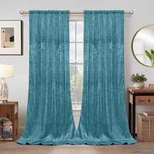 Pair Luxury Crushed Velvet Curtains Floral Thick Blackout Drapes Ready Made UK