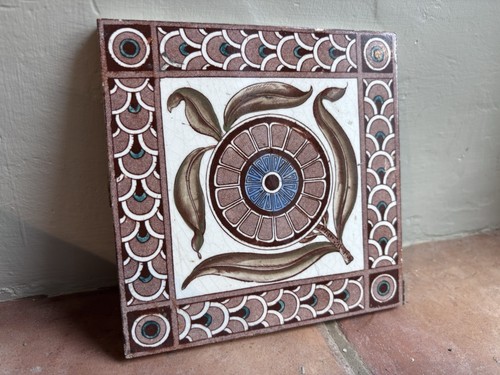 Victorian tile brown blue - victorian,