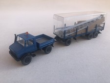 Wiking 27 392 1:87 Scale HO Blue Unimog U1700L With Trailer, Boards, Ladders VGC