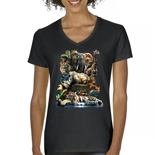 Exotic collage women - collage, v-neck