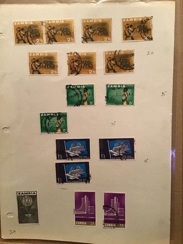 Zambia stamps album page - stamps,