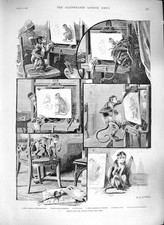 Original Old Antique Print Dadd 1889 Monkey Art Painting Jacko 19th