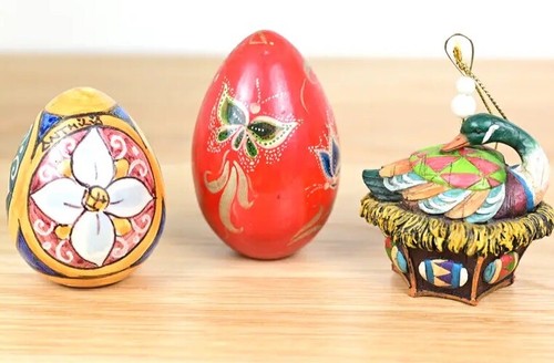 Two hand painted eggs - two,
