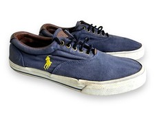 Mens RALPH LAUREN Vaughn Trainers Blue UK 10 EU 44 - Canvas Shoes Casual Used