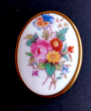 Royal Worcester Bone China Flower Brooch Vintage, Marked, 3.7 x 4.8 cm
