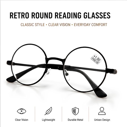 Retro metal round frame rim - metal,