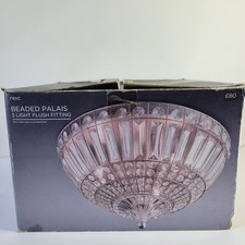 Next Beaded Palais Ceiling Light 3 Light Flush Fitting with Mink & Clear Beading