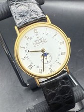 Men's Movado 87-27-862 Triple Date Moon Phase Quartz Watch W/OG Band Working
