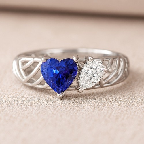 Heart tanzanite with diamond - with,