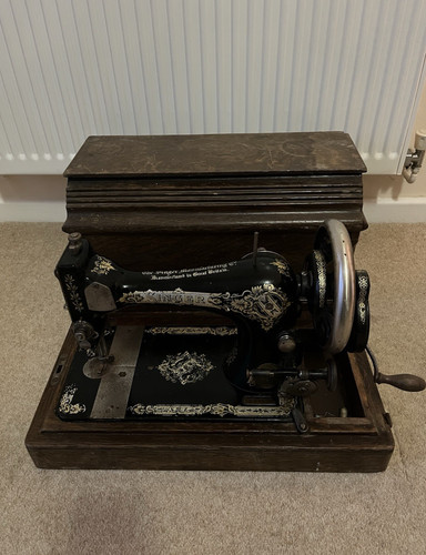 Antique singer hand crank - singer, 15