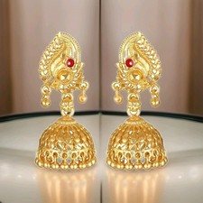 New Gold Plated Earring Indian Jhumka Drop Dangle Chandelier Bollywood Jewelry