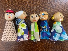 Creative Playthings Finger Puppets 1970s Wooden Peg Heads