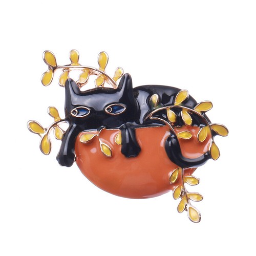 Black cat sitting - in, flower