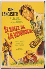 POSTER Movie Film Vengeance Valley Araucania Films (1951) Folded 27.5 X 4