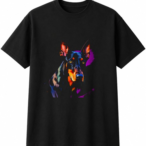 Colourful doberman paper dog - colourful,