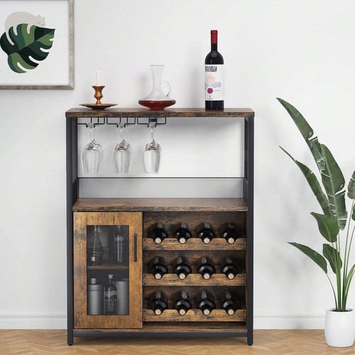 Brown mdf wine bar - brown,