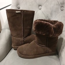 Bearpaw Womens Eva Brown Boots Suede/Sheepskin Footbed very warm size uk 8