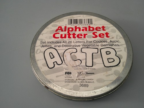 Tin vintage alphabet - of,