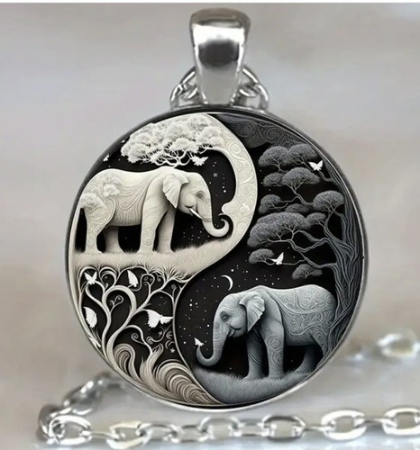 Elephants yin yang hanging - &,