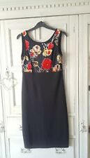 Summer Dress with Black & Red Floral Pattern. UK size 8. DJ International size 4
