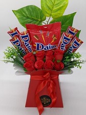 Stunning Chocolate Bouquet Red Diam Silk Flowers Gift Hamper 