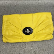 Betty Jackson Black Purse Clutch Bag Yellow Leather Party