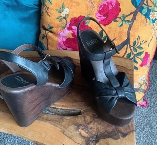 Faith black wedges vintage - wedges,