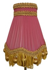 REGAL CLIP ON CHIFFON PLEATED BESPOKE  LAMPSHADE IN  PINK & GOLD UNIQUE