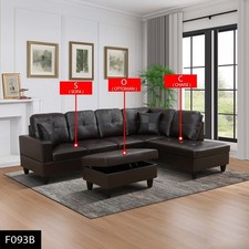 Brown Faux Leather 3-Piece