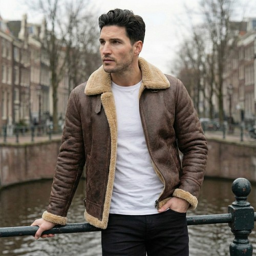 Men shearling jacket - b3, |