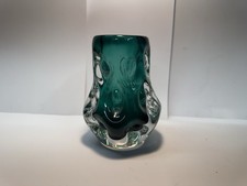 Knobbly Vase by Jim Dyer for Liskeard Glass Vintage Green 1960 1970s Collectible