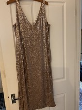 MINT VELVET GOLD/BRONZE SEQUIN DRESS 16
