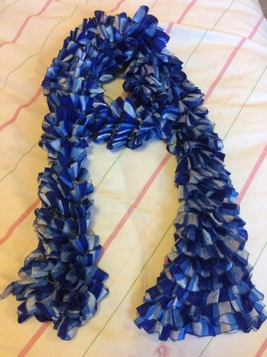 Hand knitted dark blue light - dark, blue/light