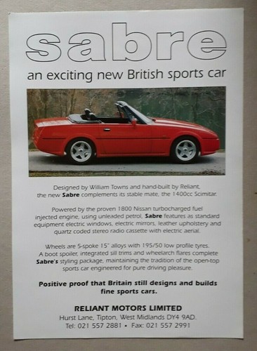 Reliant sabre 1800 turbo - reliant,