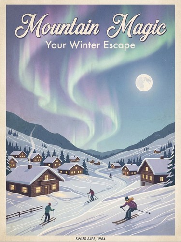Vintage skiing poster the - vintage,