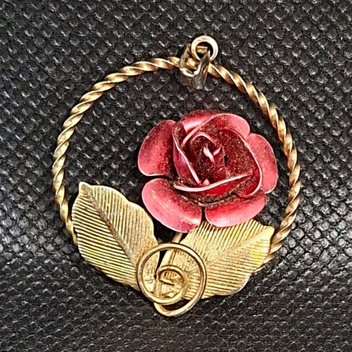 Vintage gold tone metal red - vintage,