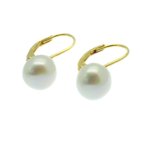 Pearl leverback earrings 14ct - pearl,
