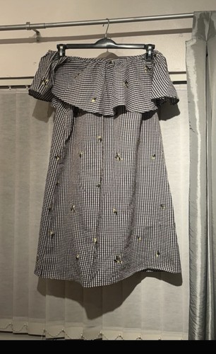 Ladies black white gingham - white,