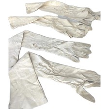 Antique 1800's 2 pairs long opera gloves Victorian fine Lambskin buttons handma