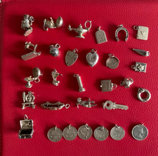 VINTAGE SILVER HALLMARKED CHARMS , VARIOUS STYLES / DESIGNS , CHARMS , COINS