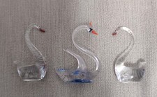 Glass swans birds figures - swans,